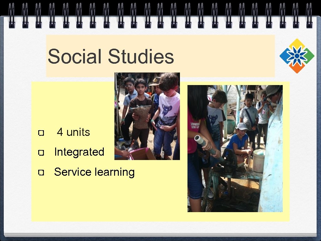 Social Studies 4 units Integrated Service learning 