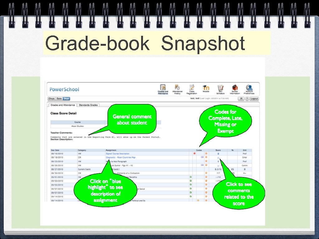 Grade-book Snapshot 