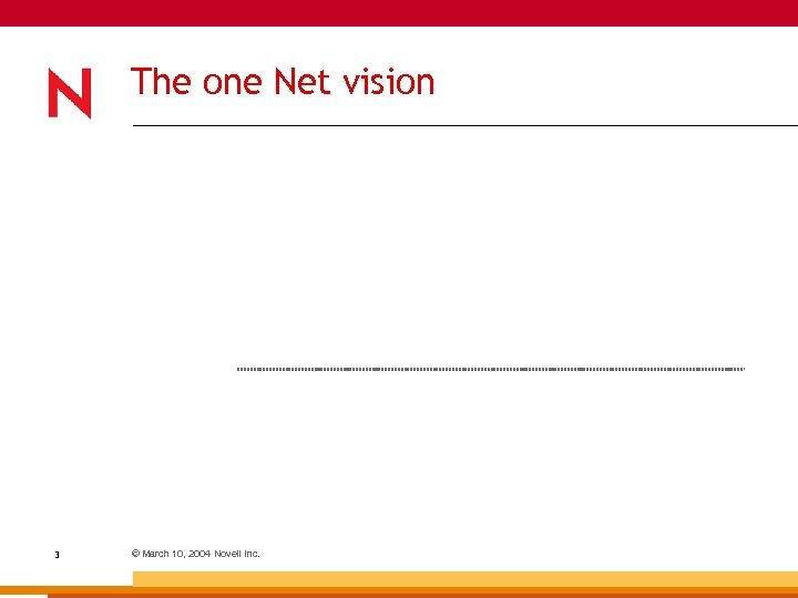 The one Net vision 3 © March 10, 2004 Novell Inc. 