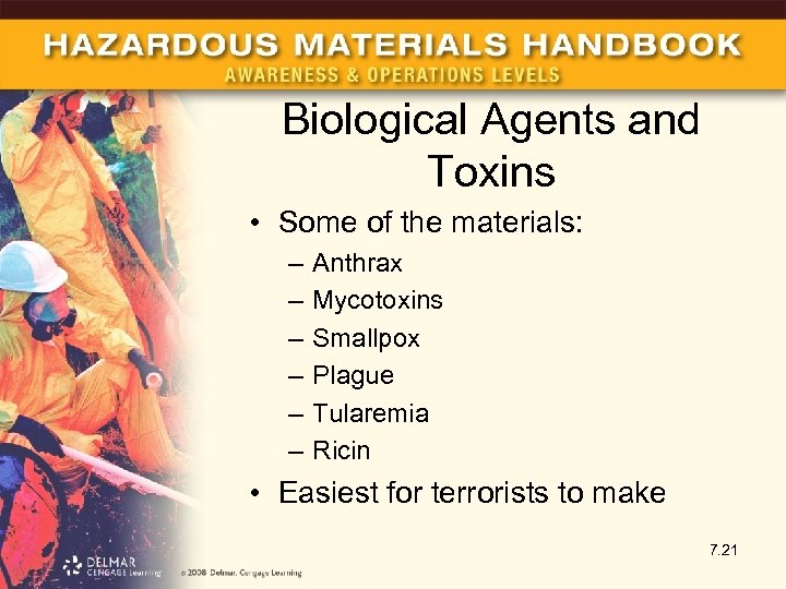 Biological Agents and Toxins • Some of the materials: – – – Anthrax Mycotoxins