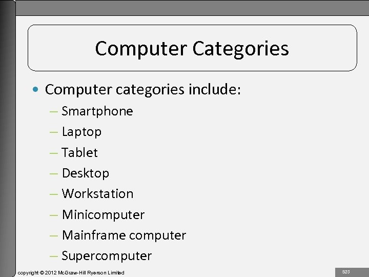 1 -23 Computer Categories • Computer categories include: – Smartphone – Laptop – Tablet
