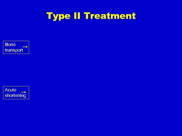 Type II Treatment Bone transport Acute shortening 