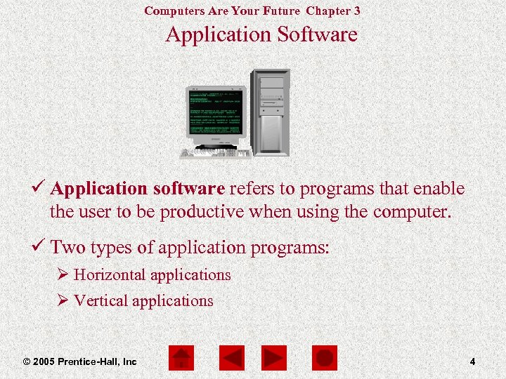 Computers Are Your Future Chapter 3 Application Software ü Application software refers to programs