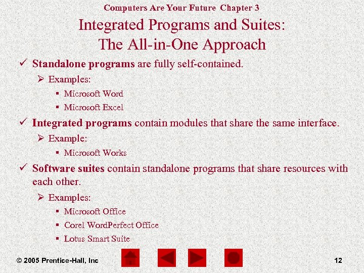 Computers Are Your Future Chapter 3 Integrated Programs and Suites: The All-in-One Approach ü