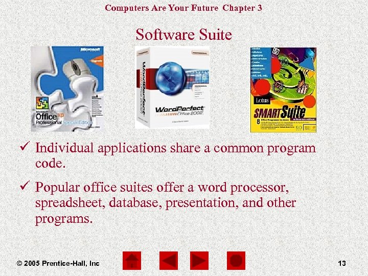 Computers Are Your Future Chapter 3 Software Suite ü Individual applications share a common