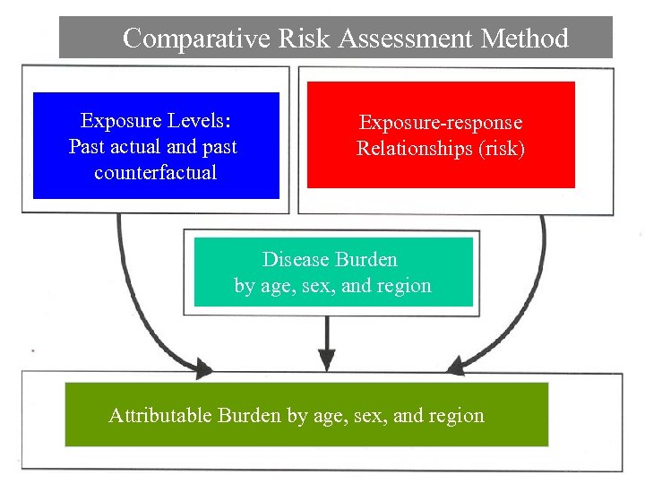 Comparative Risk Assessment Method Exposure Levels: Past actual and past counterfactual Exposure-response Relationships (risk)