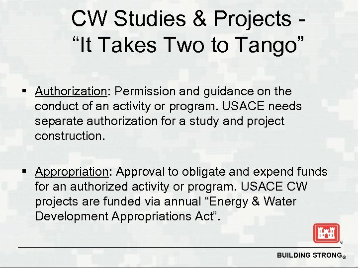 CW Studies & Projects “It Takes Two to Tango” § Authorization: Permission and guidance