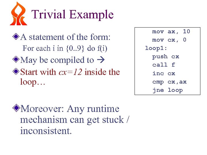 Trivial Example A statement of the form: For each i in {0. . 9}