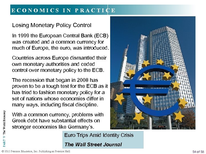 ECONOMICS IN PRACTICE Losing Monetary Policy Control In 1999 the European Central Bank (ECB)