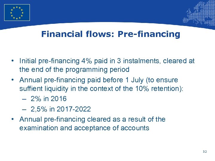 European Union Regional Policy – Employment, Social Affairs and Inclusion Financial flows: Pre-financing •