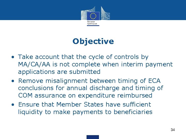Objective • Take account that the cycle of controls by MA/CA/AA is not complete