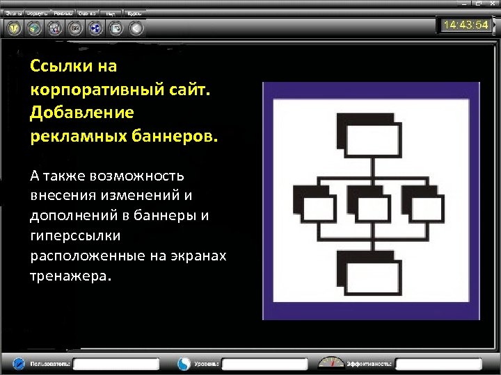 Ссылки на корпоративный сайт. Добавление рекламных баннеров. А также возможность внесения изменений и дополнений