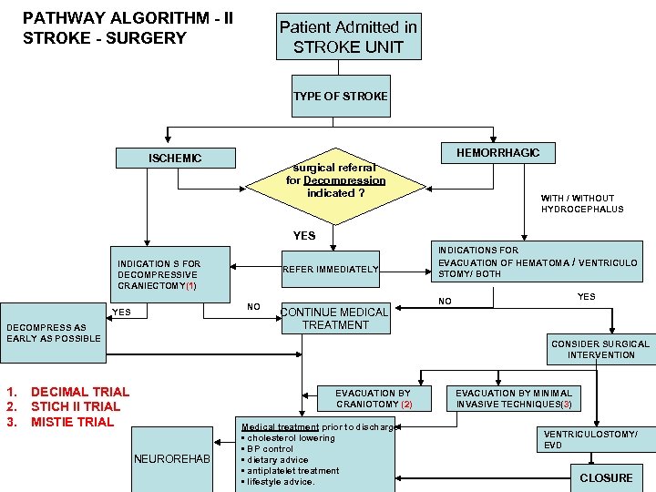 PATHWAY ALGORITHM - II STROKE - SURGERY Patient Admitted in STROKE UNIT TYPE OF