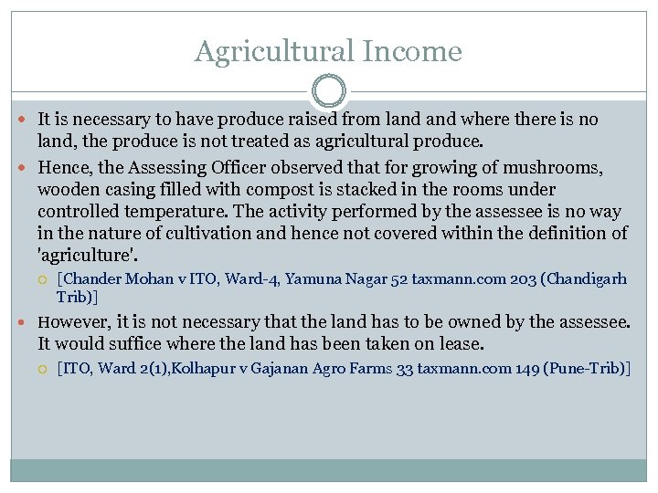 Agricultural Income It is necessary to have produce raised from land where there is