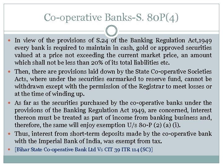 Co operative Banks S. 80 P(4) In view of the provisions of S. 24