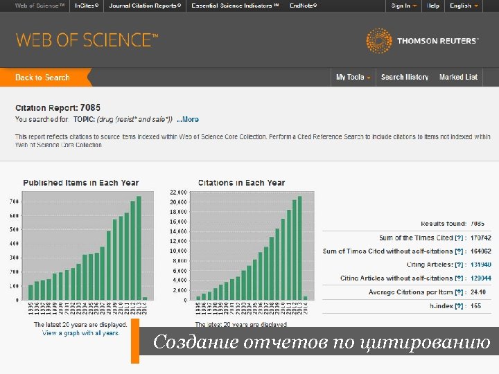 Создание отчетов по цитированию 