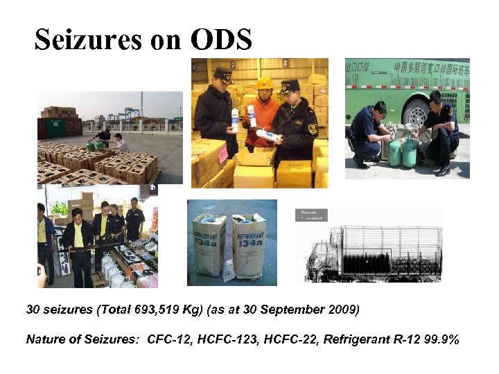 Seizures on ODS 30 seizures (Total 693, 519 Kg) (as at 30 September 2009)