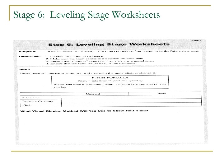 Stage 6: Leveling Stage Worksheets 