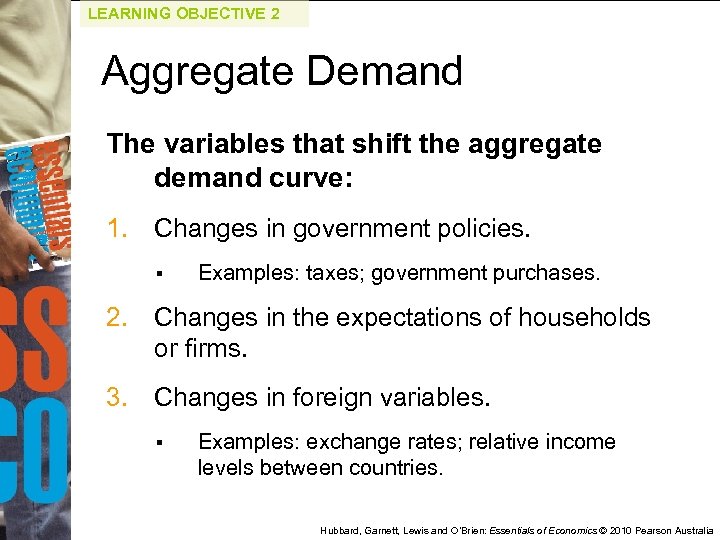 LEARNING OBJECTIVE 2 Aggregate Demand The variables that shift the aggregate demand curve: 1.