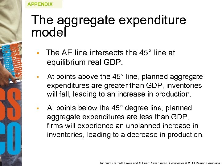 APPENDIX The aggregate expenditure model § The AE line intersects the 45° line at