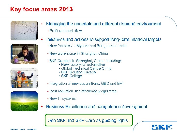 Key focus areas 2013 • Managing the uncertain and different demand environment - Profit