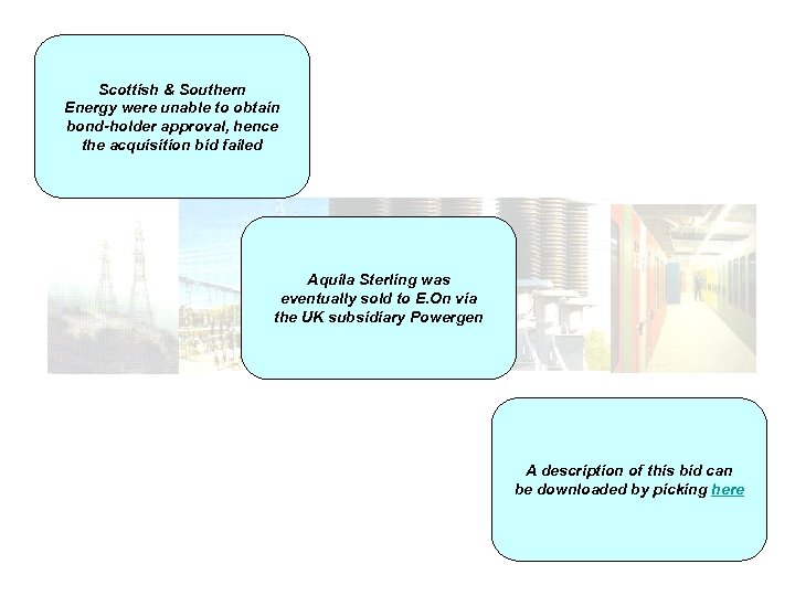 Scottish & Southern Energy were unable to obtain bond-holder approval, hence the acquisition bid