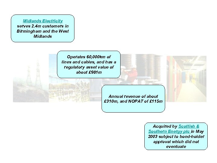 Midlands Electricity serves 2. 4 m customers in Birmingham and the West Midlands Operates