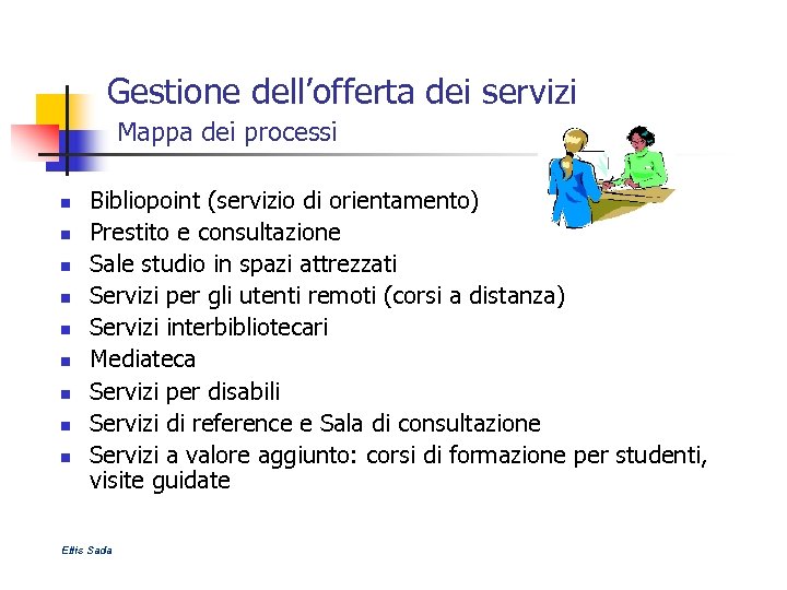 Gestione dell’offerta dei servizi Mappa dei processi n n n n n Bibliopoint (servizio
