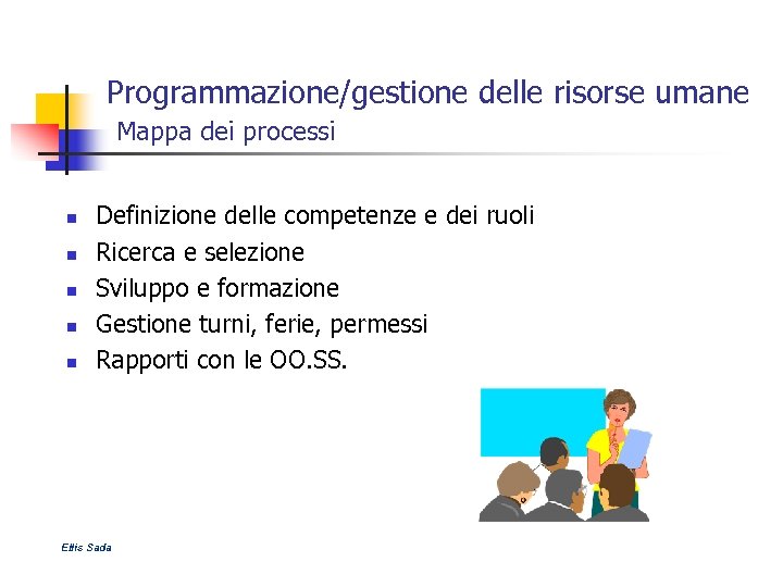 Programmazione/gestione delle risorse umane Mappa dei processi n n n Definizione delle competenze e