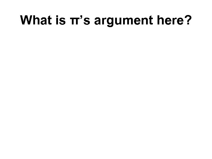 What is π’s argument here? 