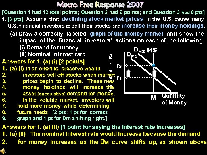  [Question 1 had 12 total points; Question 2 had 6 points; and Question