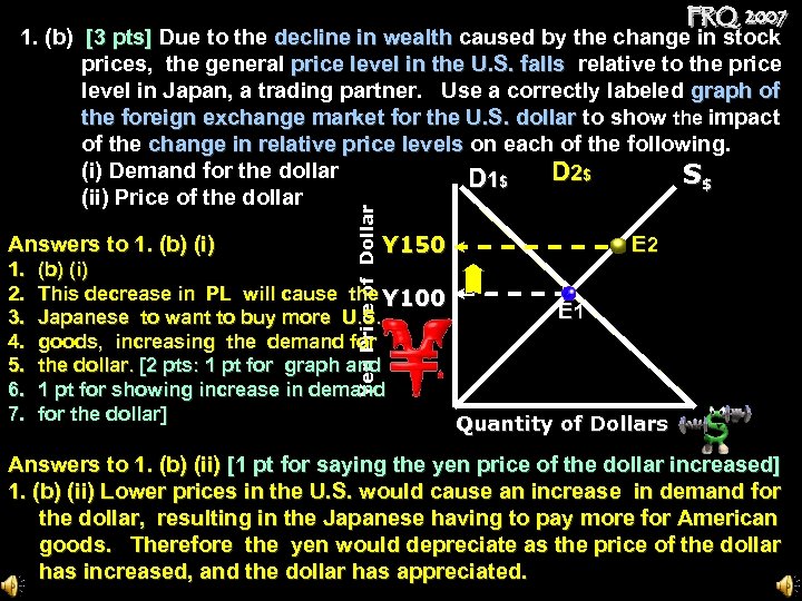 Answers to 1. (b) (i) 1. 2. 3. 4. 5. 6. 7. Yen Price