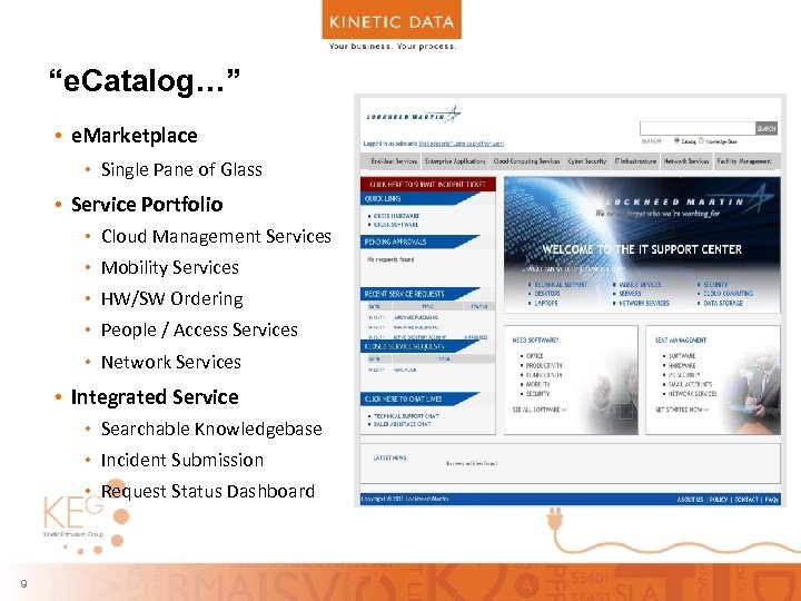 “e. Catalog…” • e. Marketplace • Single Pane of Glass • Service Portfolio •