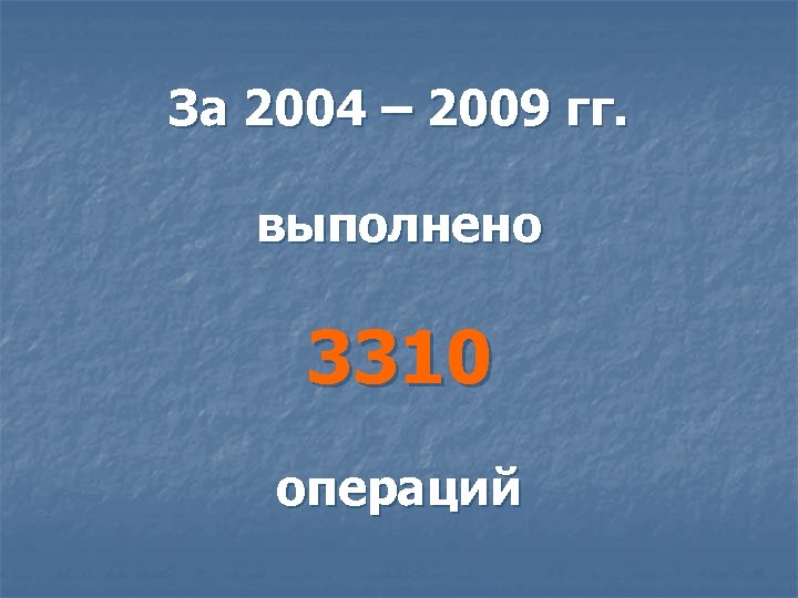 За 2004 – 2009 гг. выполнено 3310 операций 