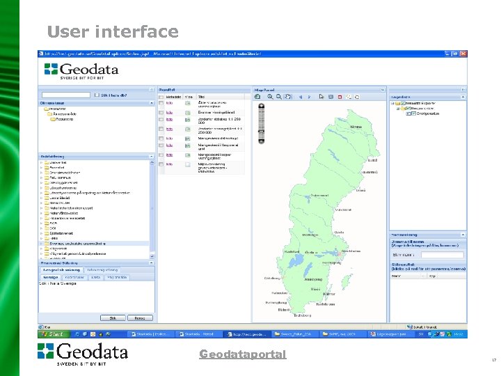User interface Geodataportal 17 