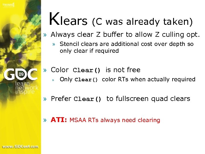 Klears (C was already taken) » Always clear Z buffer to allow Z culling