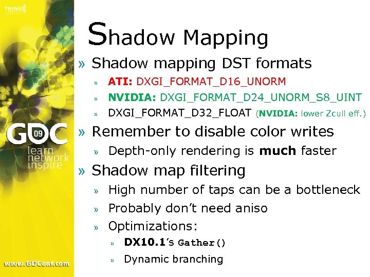 Shadow Mapping » Shadow mapping DST formats » ATI: DXGI_FORMAT_D 16_UNORM » NVIDIA: DXGI_FORMAT_D