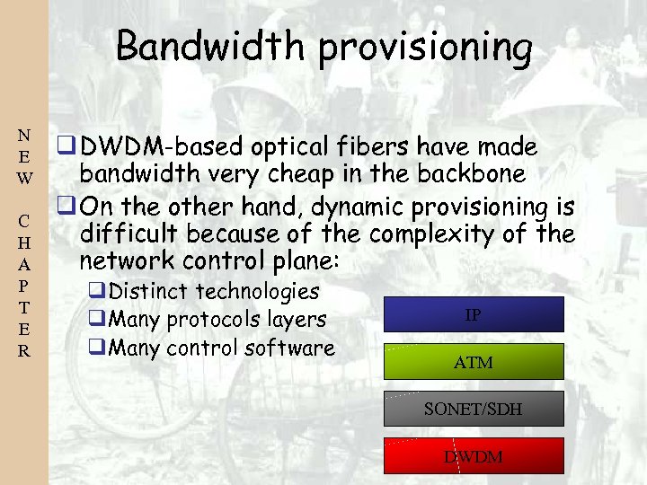 Bandwidth provisioning N E W C H A P T E R DWDM-based optical