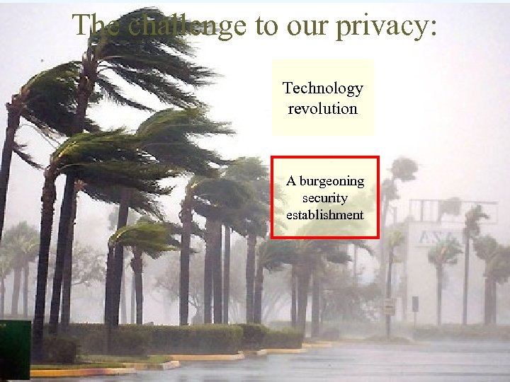 The challenge to our privacy: Technology revolution A burgeoning security establishment 