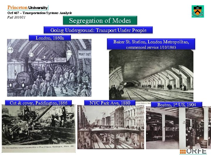 Orf 467 – Transportation Systems Analysis Fall 2010/11 Segregation of Modes Going Underground: Transport