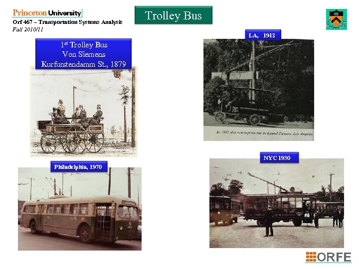 Orf 467 – Transportation Systems Analysis Fall 2010/11 Trolley Bus LA, 1912 1 st