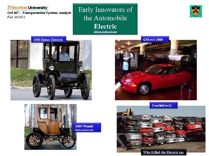 Orf 467 – Transportation Systems Analysis Fall 2010/11 Early Innovators of the Automobile Electric