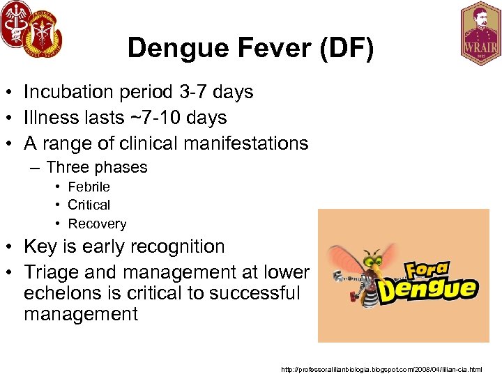 Dengue Fever (DF) • Incubation period 3 -7 days • Illness lasts ~7 -10