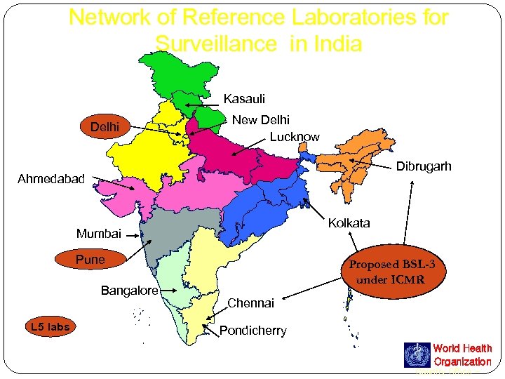 Network of Reference Laboratories for Surveillance in India Kasauli Delhi New Delhi Lucknow Dibrugarh