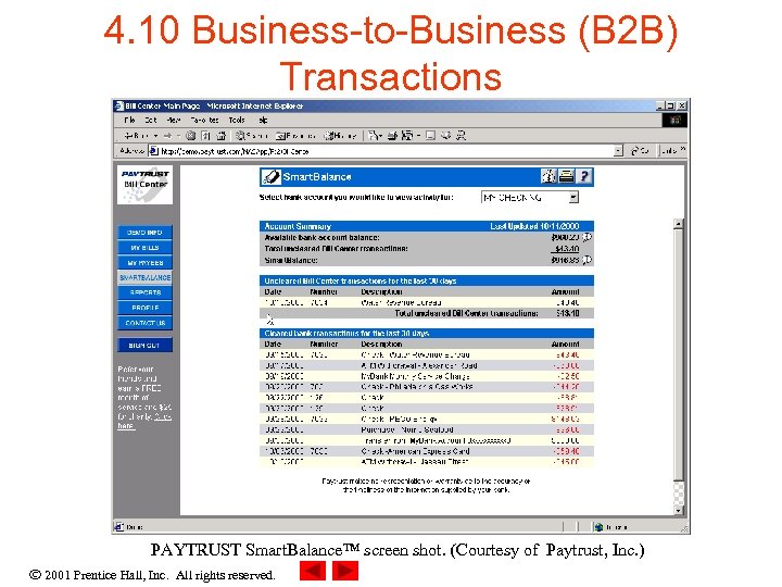 4. 10 Business-to-Business (B 2 B) Transactions PAYTRUST Smart. Balance™ screen shot. (Courtesy of