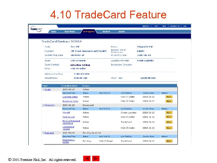 4. 10 Trade. Card Feature 2001 Prentice Hall, Inc. All rights reserved. 