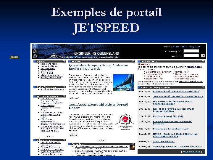 Exemples de portail JETSPEED return 