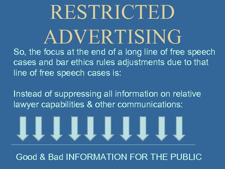 RESTRICTED ADVERTISING So, the focus at the end of a long line of free