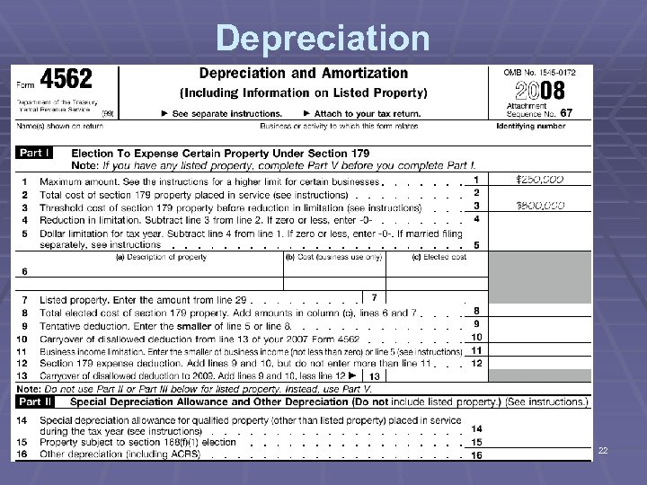 Depreciation 22 