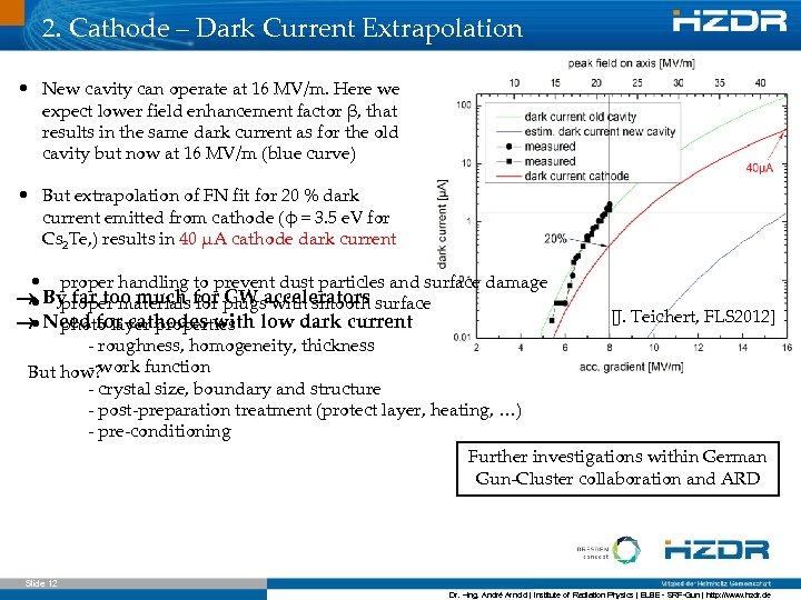 2. Cathode – Dark Current Extrapolation • New cavity can operate at 16 MV/m.